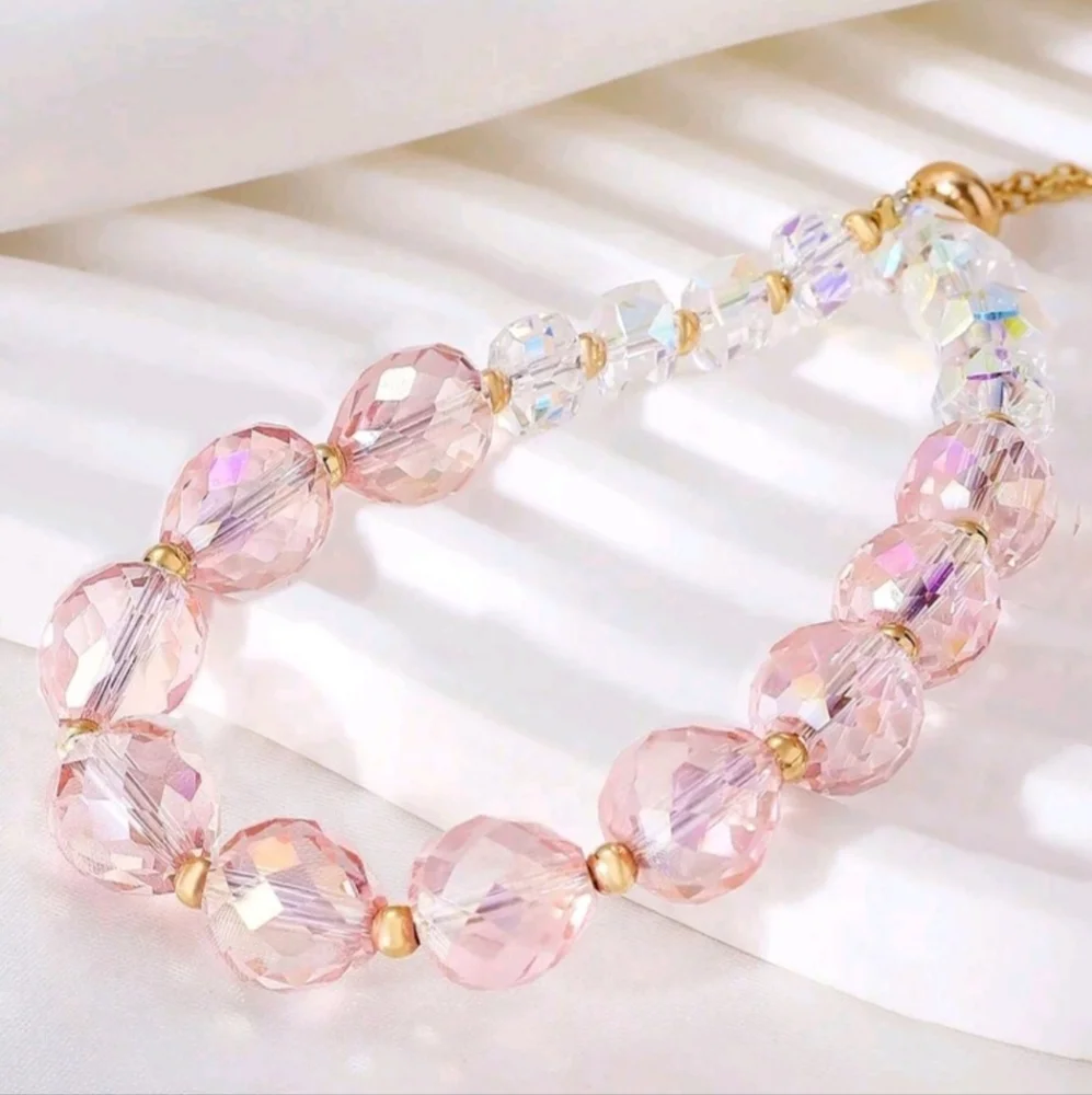 💗HP! Elegant Crystal Faceted Beaded Adjustable Bracelet New!
